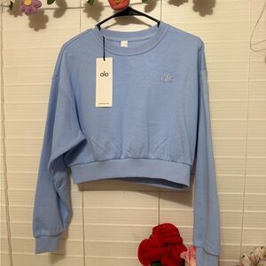 ALO Yoga Women's Sky Blue Cropped Hoodie